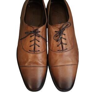 Section X Cap Toe Dress Shoes Burnished Cognac Brown Mens 9 M Flex Sheepskin